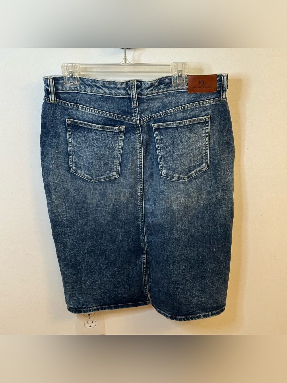 Lauren Ralph Lauren Blue Denim Jean Midi Pencil Skirt, Size 14W Classic Capsule - Picture 10 of 16